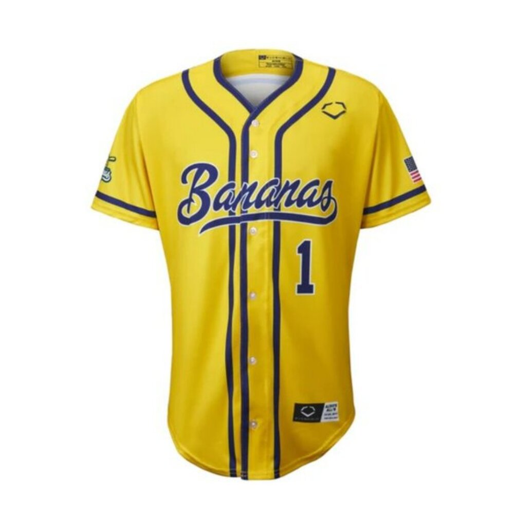 Mens Kids Savannah Bananas EvoShield Jersey Stitched Yellow (1)